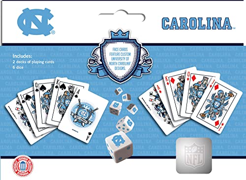 Image of MasterPieces Game Day - NCAA UNC Tar Heels 2-Pack Playing Cards & Dice Pack - Officially Licensed Set for Adults and Family