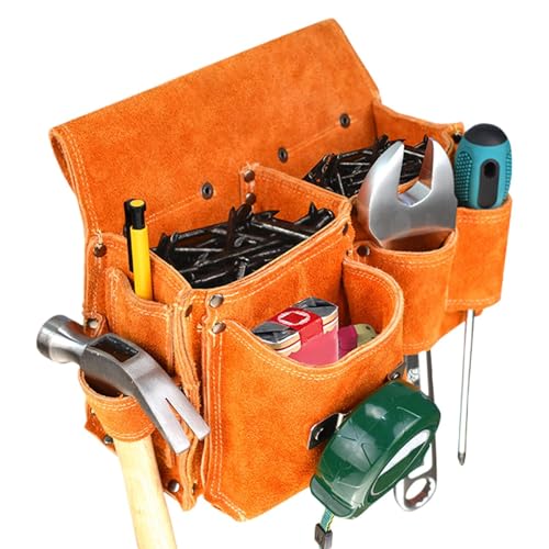 Sac À Outils Pour Hommes, Organisateur d'Outils en Cuir de Vache Grande Capacité, Poches Multifonctions Portables Pour Soudeurs, Mécaniciens Auto Et...