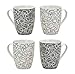 Produktbild Spetebo Kaffeebecher Retro im 4er Set - 300ml - 2X weiß / 2X grau - Kaffeetasse mit Muster groß Porzellan Becher mit Henkel