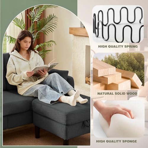 Image of 3 Pieces Sofa Set for Living Room with Sofa, Storage Ottoman and Single Chair