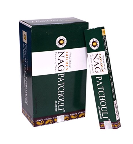 Boîte de 6/Lot 120u00a0Bâtons Total Vijayshree Golden Nag Patchouli d'encens de qualité de parfum à partir de Inde