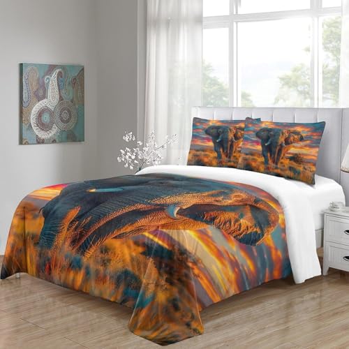 Housse de couette microfibre douce lit double anti-plis paysage nature - 5