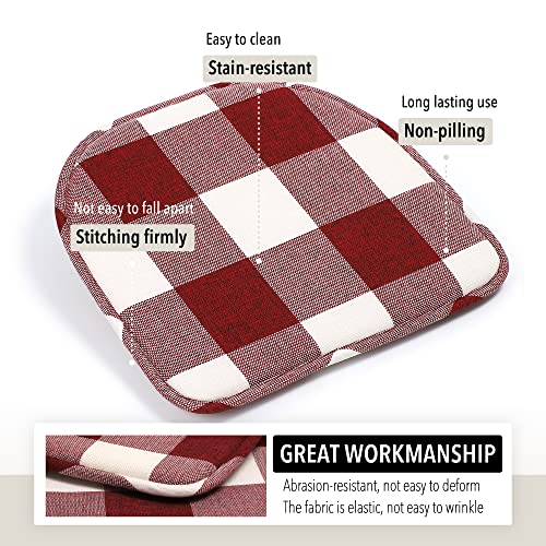 Tromlycs Kitchen Chair Cushions Set Of 4 For Dining Room Chairs Pads Seat Cushions Indoor Non Slip U Shaped 16 X 17 Inch Farmhouse Checkered Red And White #TOP2