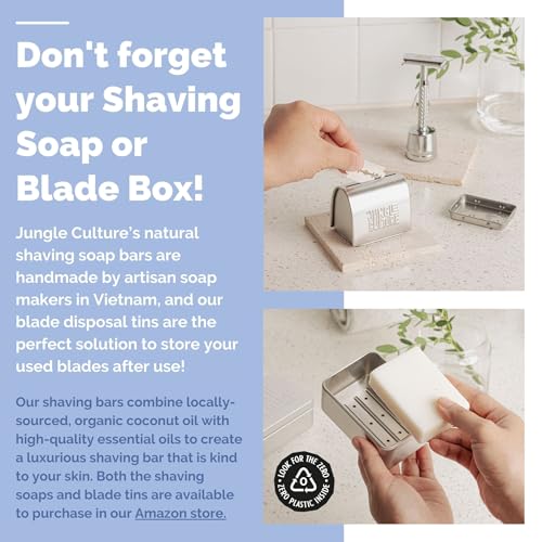 Jungle Culture Safety Razor for Women & Men in Blue • Reusable Metal Razor • No Blades Included - Fits All Double Edge Blades • Eco Friendly • Shaving Guide included • for Body & Face - Image 6