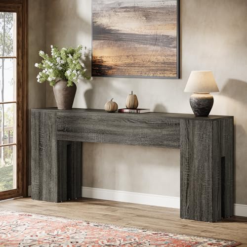 Image of Tribesigns 71-Inch Long Console Table for Entryway, Farmhouse Sofa Console Behind Couch, Entry Table for Hallway, Foyer, Living Room, Gray