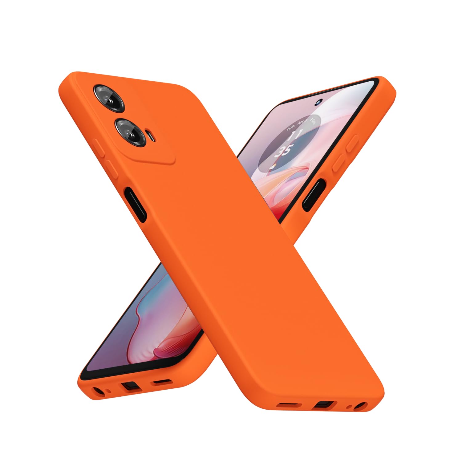 LoeoeL for Motorola Moto G Power 5G 2024 Phone Case Silicone, Neon Orange Bright Color Matte TPU, Minimalist Ultra Thin Slim Soft Rubber Gel Girly