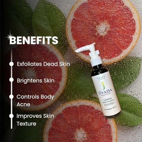 Image of Jivada Exfoliating Body Cleanser with Grapefruit & Mandarin | Vitamin C, AHA & BHA Exfoliation| Brighter & Glowing Skin |All Skin Type | Women & Men | Sulphate & Paraben Free | 100 ml