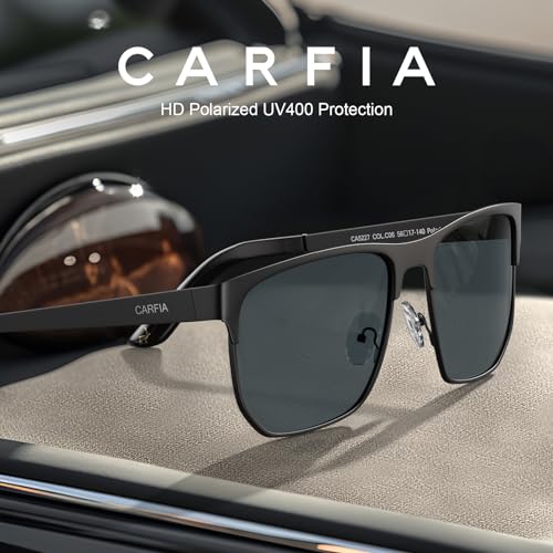 Image of CARFIA Square Driving Polarized Sunglasses for Men Spring Hinge Eyewear CA5227