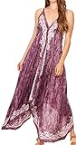 Sakkas Neyva Long Handkerchief Hem Embroidered Dyed Spaghetti Strap Batik Dress