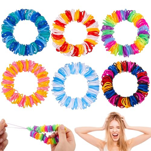 Hiboom 6 Pack Skin Picking Fidget Toys Trichotillomania Fidget Toys Stretchy Loom Picking Hair Pulling Anxious Toy Anxiety Relief Therapy for Trichotillomania(Bright Color)