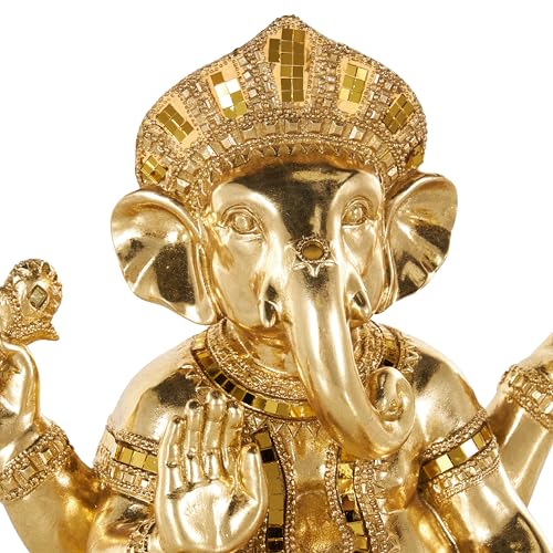 Escultura decorativa Ganesh de resina dorada 11 x 6 x 11 in miniatura 3