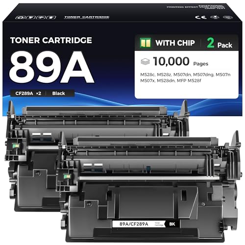 Image of 89A Black Toner Cartridge 2-Pack with Chip Replacement for HP 89A CF289A 89X CF289X Compatible with HP LaserJet Enterprise MFP M528dn M528f M507dn M507dng M507n M507x M528c M528z Printer Ink M507 M528