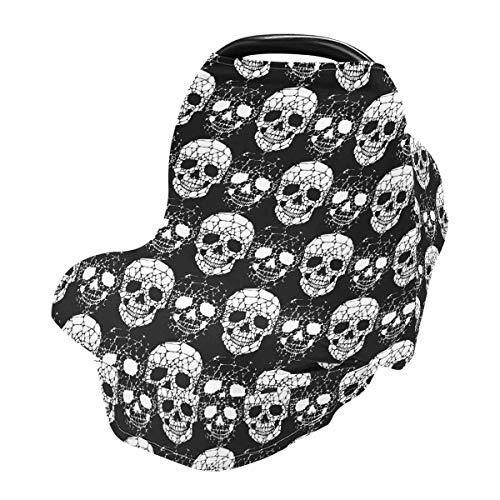 Image of Nursing Cover Breastfeeding Scarf Gothic Skull- Baby Car Seat Covers, Stroller Cover, Carseat Canopy (n)