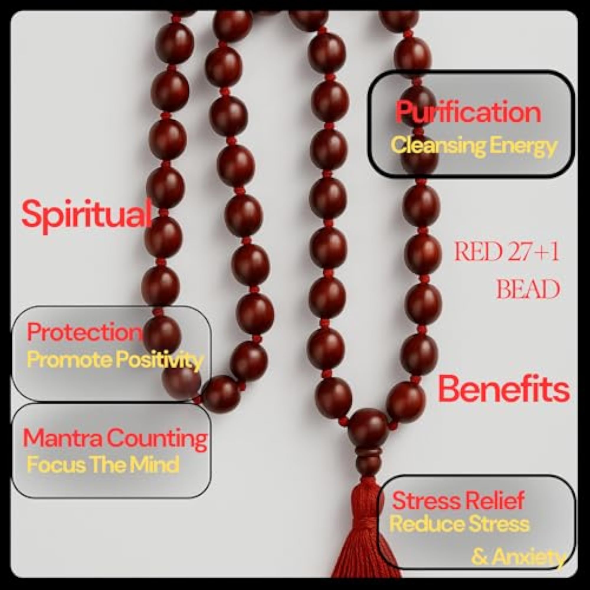 Sandalwood Wrist Mala, Hand-Knotted Beads with Tassel