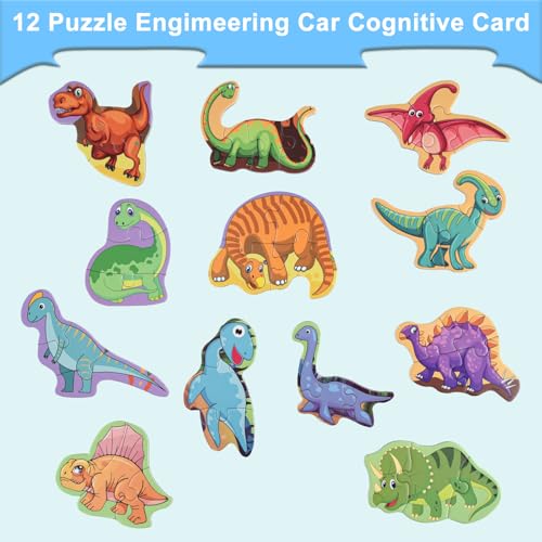 Image of ASTARON Magnetic Puzzles 60 Pieces Dinosaur Kids Educational Travel Toys | Folding puzzle, includes 3 bubble stickers, puzzle pieces with words, learn while playing, easy to store, educational toy