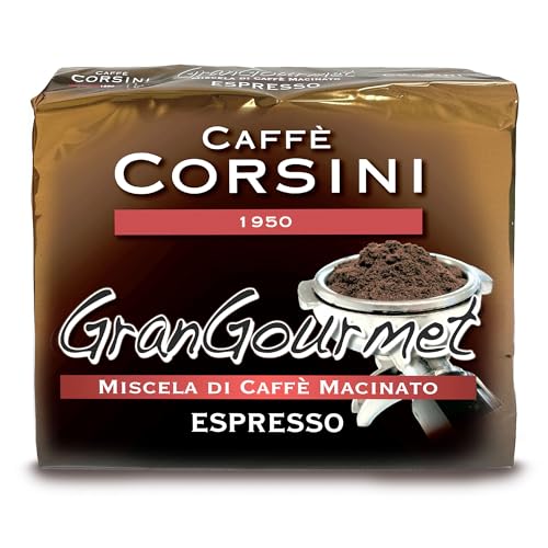 Caffè Corsini - Caffè Macinato Per Espresso, Miscela Di Caffè Pregiati, Intenso E Cremoso, Tostatura Media, Formato 2x250g