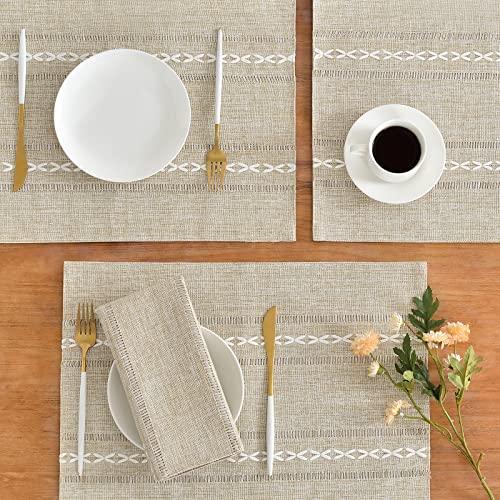 Wracra Almond Yellow Placemats Washable Set of 4, 30 x 45 cm Fabric Table Placemats - Image 2