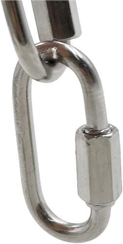 Miniatura 4 de Qjaiune Mosquetón de bloqueo en forma de D de acero inoxidable de 18 pulgadas, 24 eslabones rápidos, conector de cadena duradero y resistente