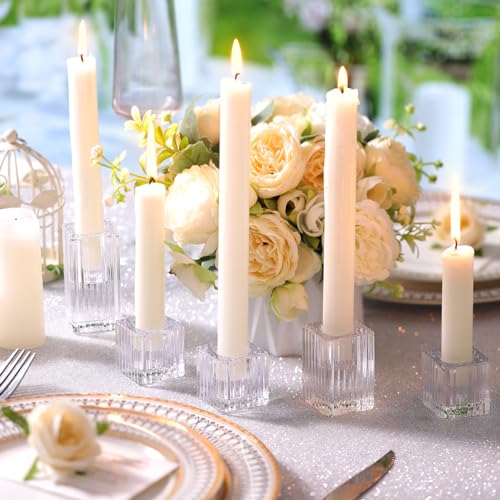 Letine 12Pcs Vertical Stripe Glass Candlestick Holders thumb #4