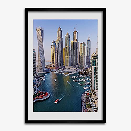 Cadre MDF 50x70 cm avec tableau de la baie de Dubaï pour décoration moderne