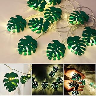 Leaf String Lights,JUSTDOLIFE Leaf LED String Lights 6.56ft 10-LED Hanging Light StringLamp Light with Green Monstera Leaves for Bedroom Feast of St. Patrick's Day Green Decoration