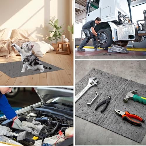 Image of 100Pack Oil Absorbent Pads - 13 inch x 9.8 inch Oil Spill Mat Absorbing Sheets - Floor Speedy Dry Water Absorbent Mat - Oil Absorber Pads for Home, Garage,7 Gal Absorbency