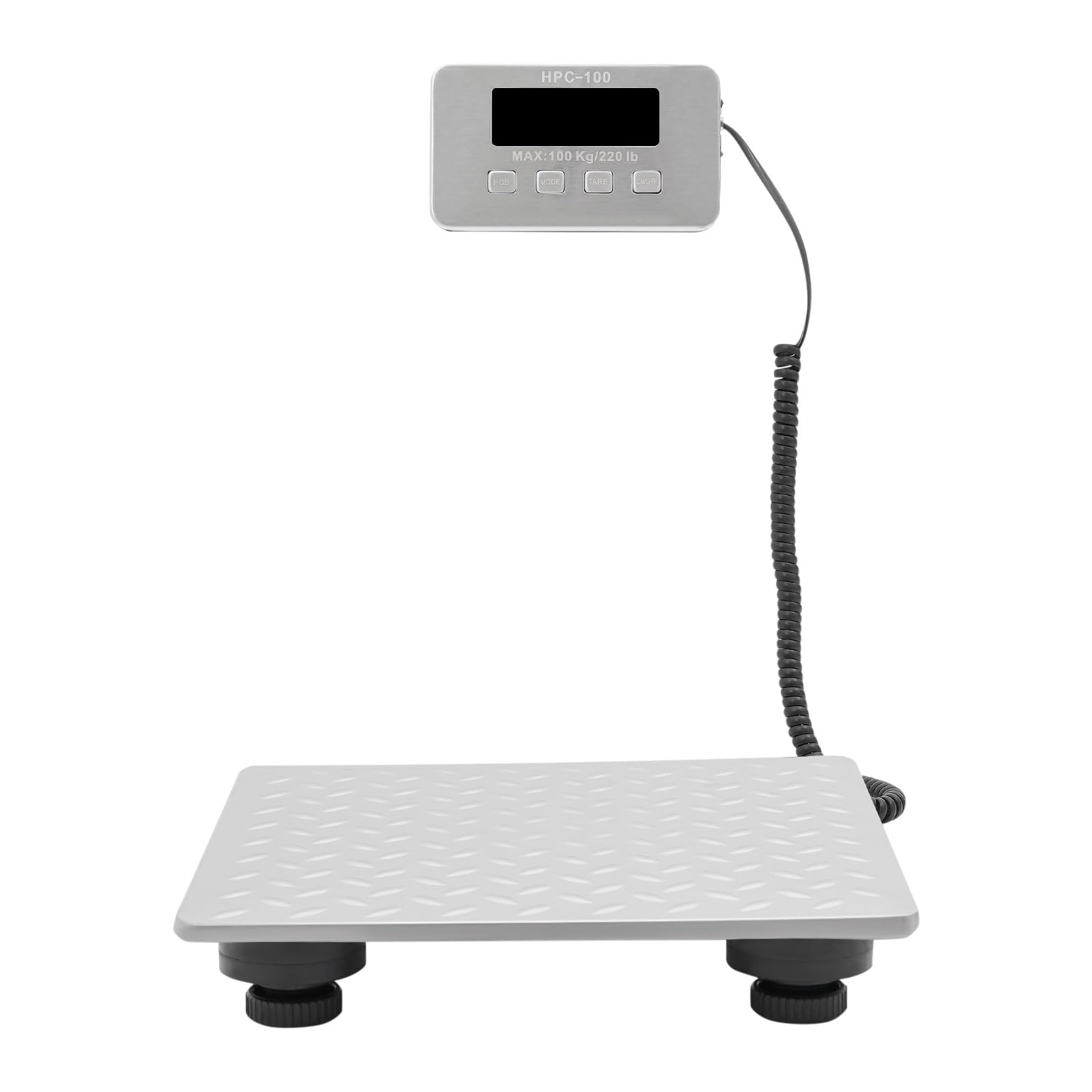 Digitale Paketwaage 100kg/220lbs Edelstahl LED Display，Tara Funktion Einheitenumschaltung Automatische Verriegelung，Wiederaufladbar Paketwaage für Logistik Lager Haushalt Büro Tiergewicht