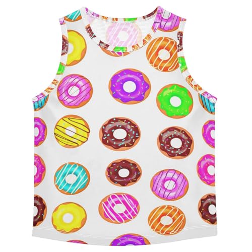 J JOYSAY Iced Donut Pastry White Boys Tank Top Sleeveless Muscle Shirts Quick Dry Kids T-Shirts 3-15T