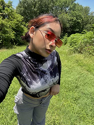 FEISEDY Vintage Rimless Sunglasses Rectangle Frameless Candy Color Glasses Women Men B26423