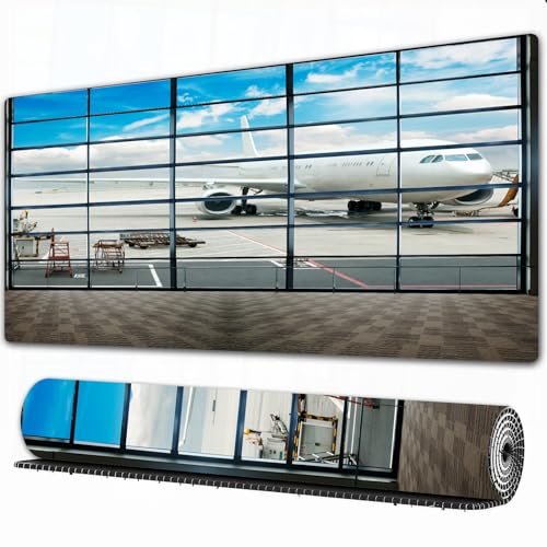 Tapis de souris de jeu géant sur le thème voyage et grand jet pour espace de travail