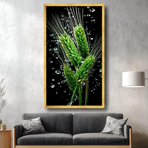 Tableau macro blé vert toile botanique haut de gamme 40x70cm - 2