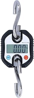 Digital Hanging Scale with Cast Aluminium Case, Double Hand Held 150Kg Mini Crane Scale with Hook for Outdoor Farm Hunting Fishing(Black)