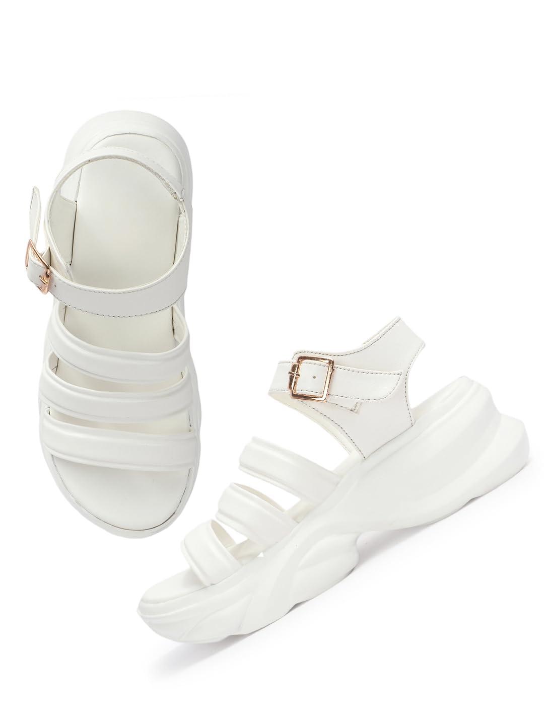 Trendy Fabulous Platform Floater sandals With Buckle Closure For Women And Girls-image-44
