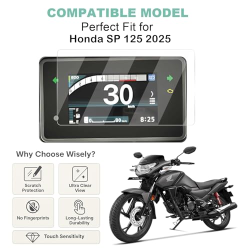 Image of Wisely Premium Screen Guard for New Honda SP 125 Bike (2025) Digital Meter Display Protector TFT Instrument Cluster, Anti Scratch, HD Clear note