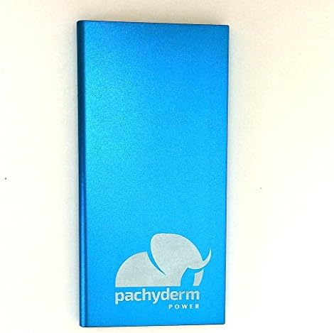 Pachyderm POWER 10,000mAh Ultra-Slim, Dual USB Charger, Portable Phone Charger External Battery Pack Power Bank (CYAN BLUE/WHITE LOGO)