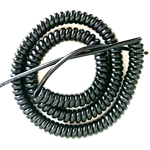 Cable, cable, 1 pieza de cable telescópico de resorte de 6 núcleos, cable en espiral de 0,2 milímetros cuadrados, 24 AWG, 2,5 m/5 m/7,5 m, cable de alimentación de color negro, cable de alambre expand
