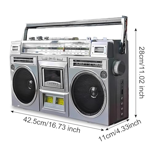 Bluetooth Boombox mit Kassettenspieler und AM/FM-Radio, wandelt Kassetten in Digital über USB/SD-Eingang um