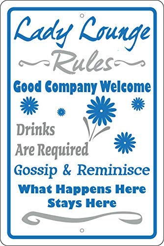 RIFOSA 12"x8" Lady Lounge Rules Metal Sign Gift For Her She Shed