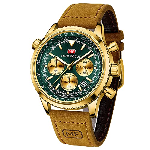 Montre pour homme chronographe AIMES étanche style chic or vert idéale pour les grandes occasions