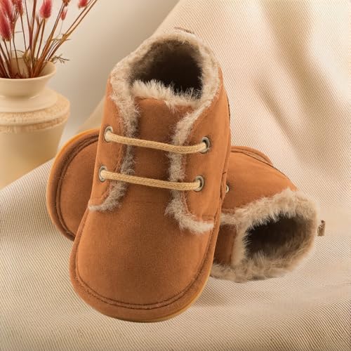 CENCIRILY Baby Booties Newborn Girl Boy shoes Infant Fleece Cozy Fur Lining Winter Warm Ankle Boots Rubber Sole Anti-Slip Prewalker Boots2