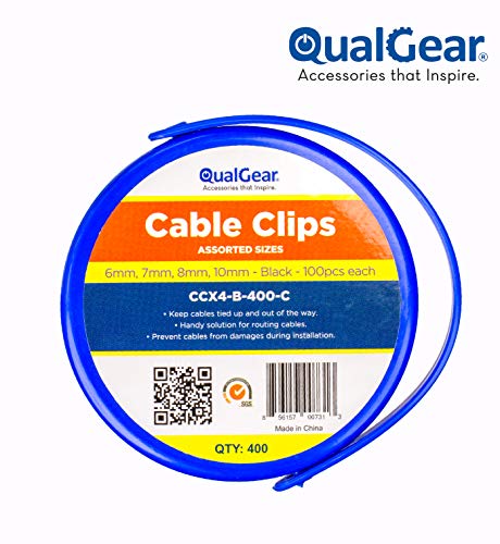 Qualgear 6Mm 7Mm 8Mm 10Mm Cable Clips, Black, 400 Pack, Canister, Ccx4-B-400-C #TOP3