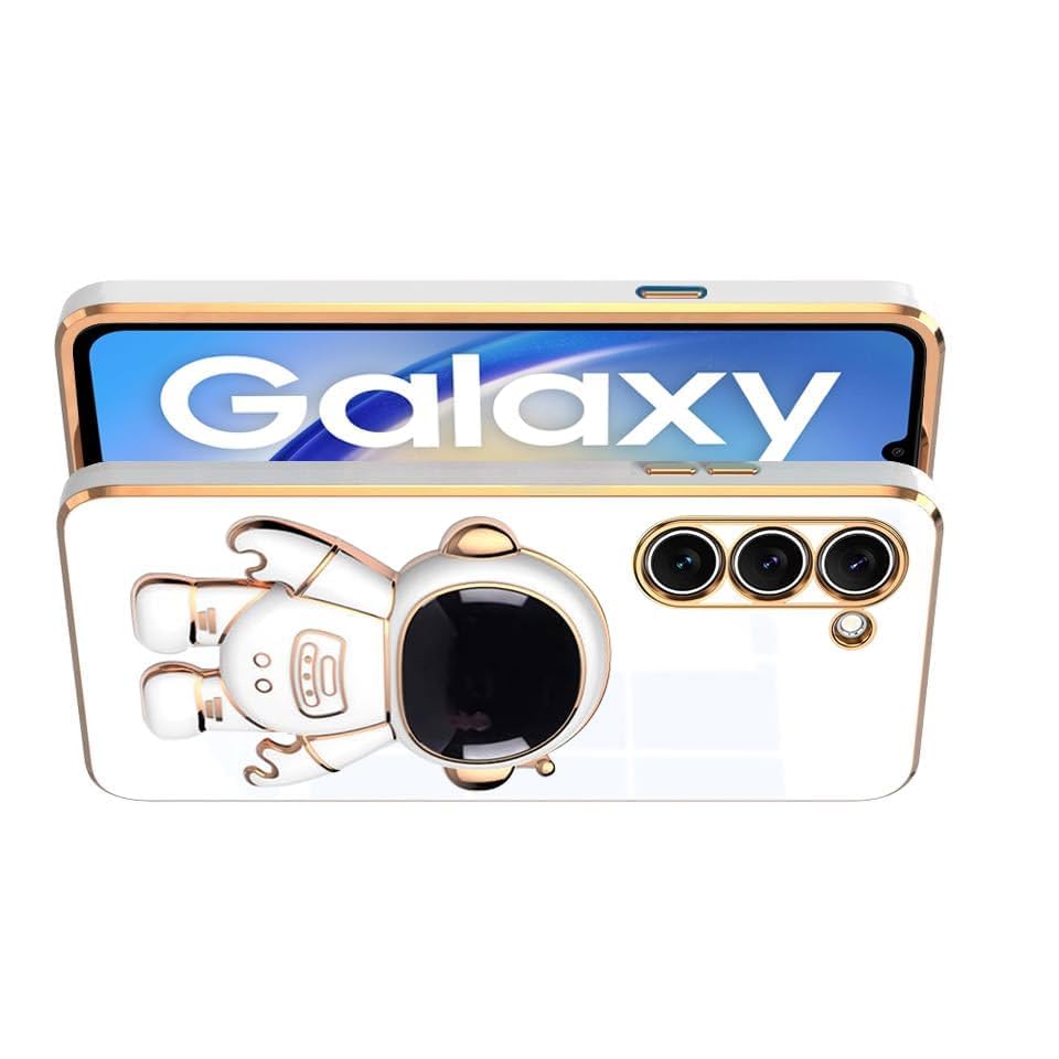 Image of for Samsung Galaxy A14 4G / A14 5G Case Cute 3D Astronaut Stand Design Camera Protection Shockproof Soft Back Cover (for Samsung Galaxy A14 4G / A14 5G, White)