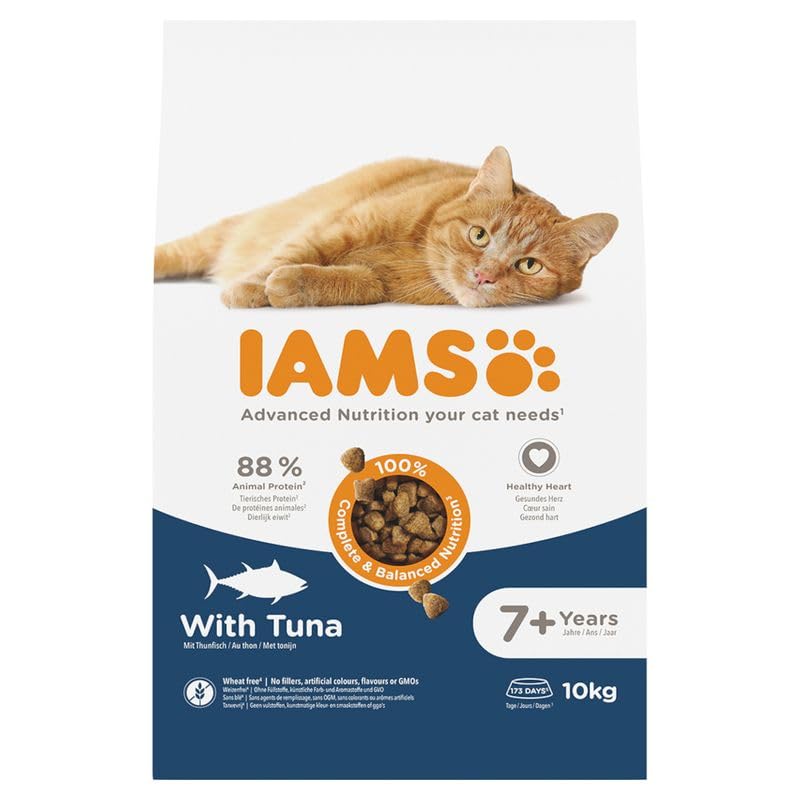 IAMS Senior sucha karma dla kotów z tuńczykiem – sucha karma dla starszych kotów od 7 lat, 10 kg
