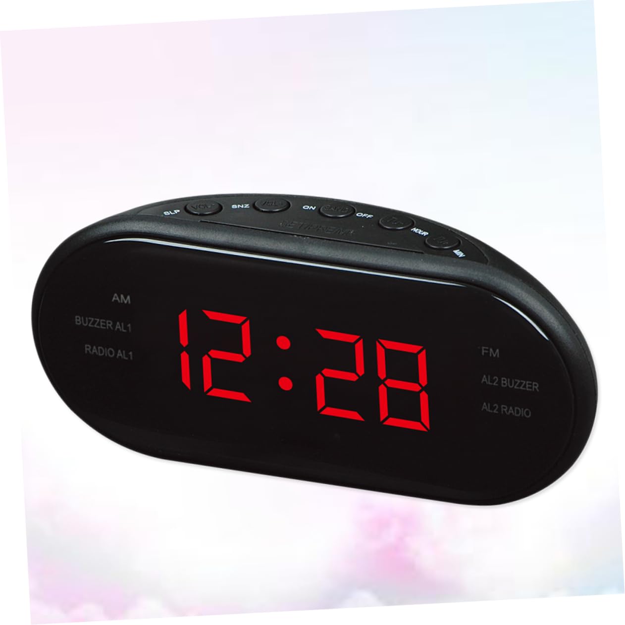 Radio Despertador Digital con Radio FM, Pantalla Curva Grande