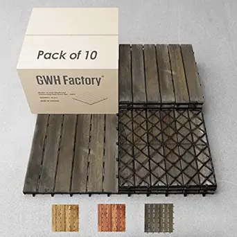Acacia Hardwood Interlocking Patio Deck Tiles, 12