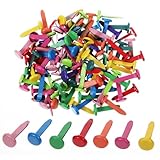 LXUEJIE 200 Stück Mini Runde Brads, Bunte Musterbeutelklammern Musterklammern Metall Rundkopfklammern Wiederverwendbar Mini Brads für Scrapbooking Büro Papier Briefklammern Basteln DIY (7 x 18 mm)