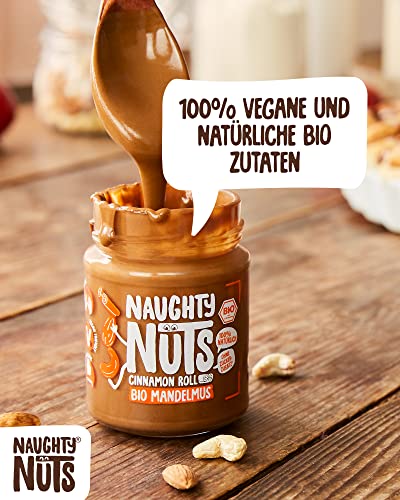 NAUGHTY NUTS Bio Mandelmus Cinnamon Roll | Mit Mandeln & Zimt | 100% Natürlich & Vegan | Ohne Palmöl & Zucker | Ideal Als Topping Für Müsli | 250g
