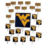 Desert Cactus West Virginia University Cupcake Topper and Cake Toppers Set - WVU Mountaineers 25 Pcs Party Supplies, Decorations and Favors