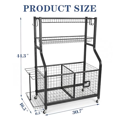 Image of Mythinglogic Rolling Sports Equipment Organizer for Garage Gear and Toys