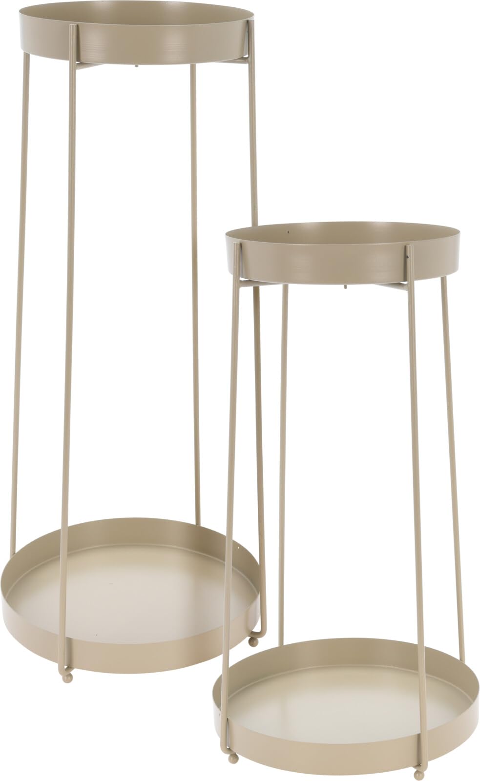Muddy Hands Set of 2 Taupe Metal Plant Pot Stand Indoor Home Outdoor Garden Decorative Flower Planter Holder Shelf Display